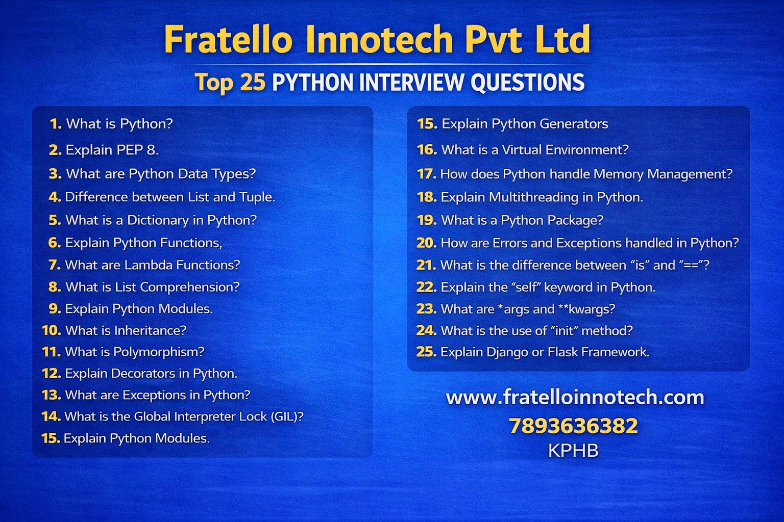 Top 25 Python Interview Questions